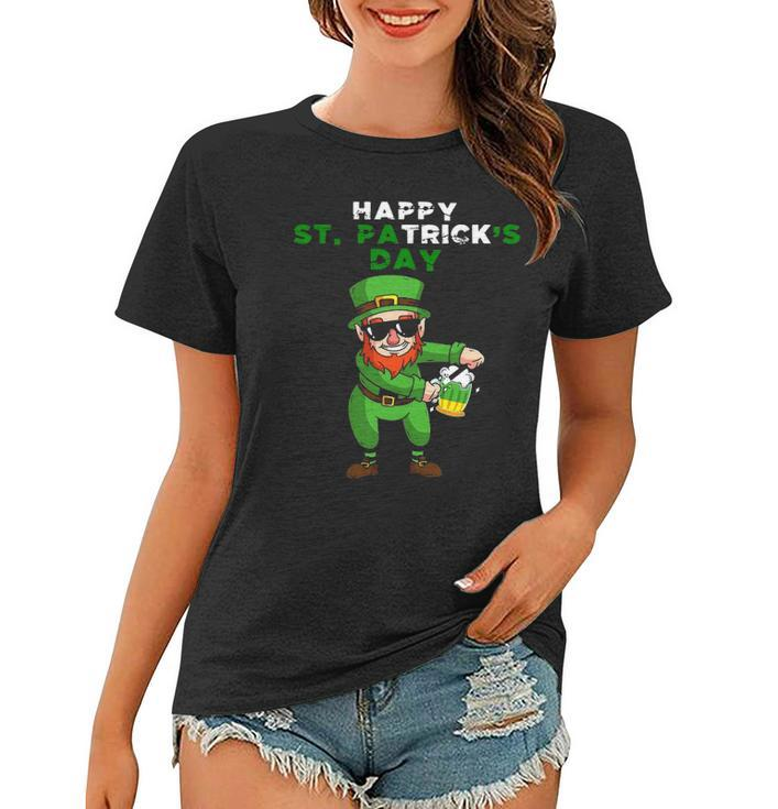 Happy Trick Green Beer Love Irish St Patricks Day Leprechaun Women T-shirt