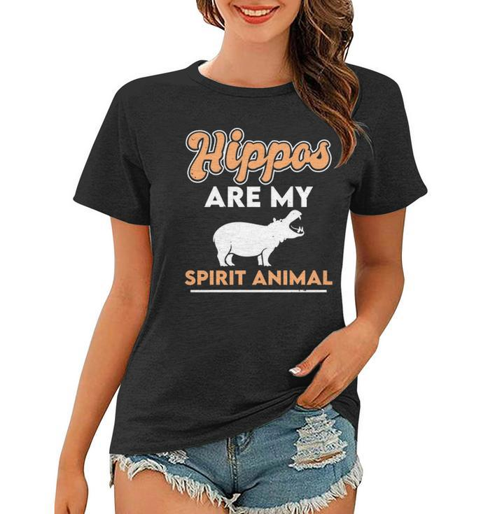 Hippos Are My Spirit Animal Hippopotamus Lover Retro  Women T-shirt