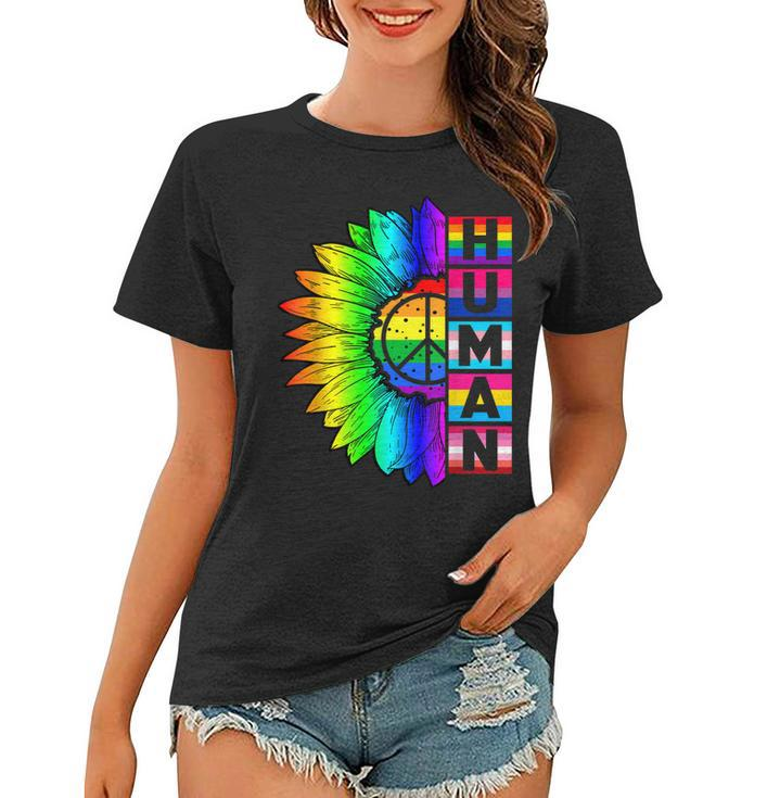 Human Sunflower Lgbt Flag Gay Pride Month Proud Lgbtq  V3 Women T-shirt