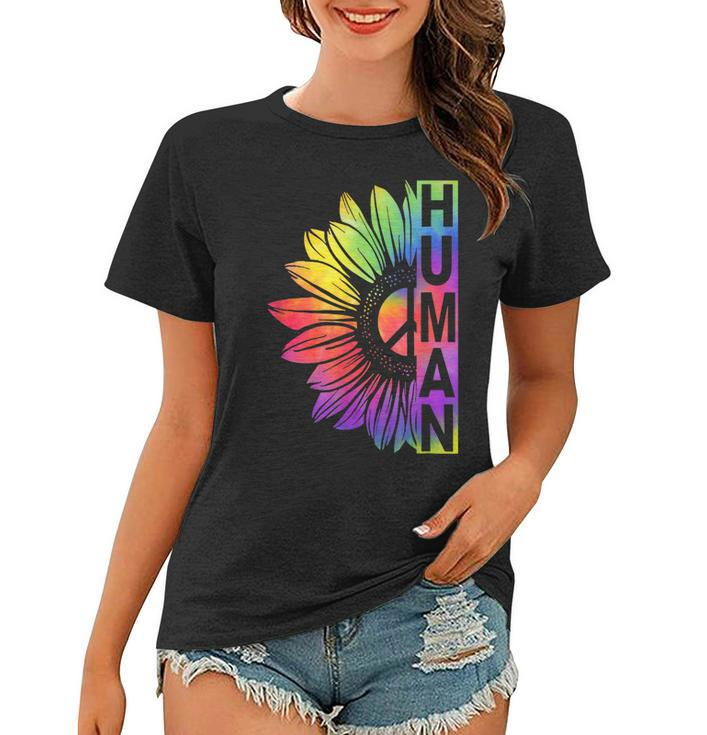 Human Sunflower Lgbt Tie Dye Flag Gay Pride Proud Lgbtq  Women T-shirt