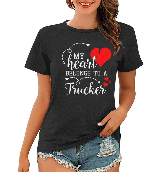 I Love My Trucker Husband Wife Gifts Valentines Day Women T-shirt
