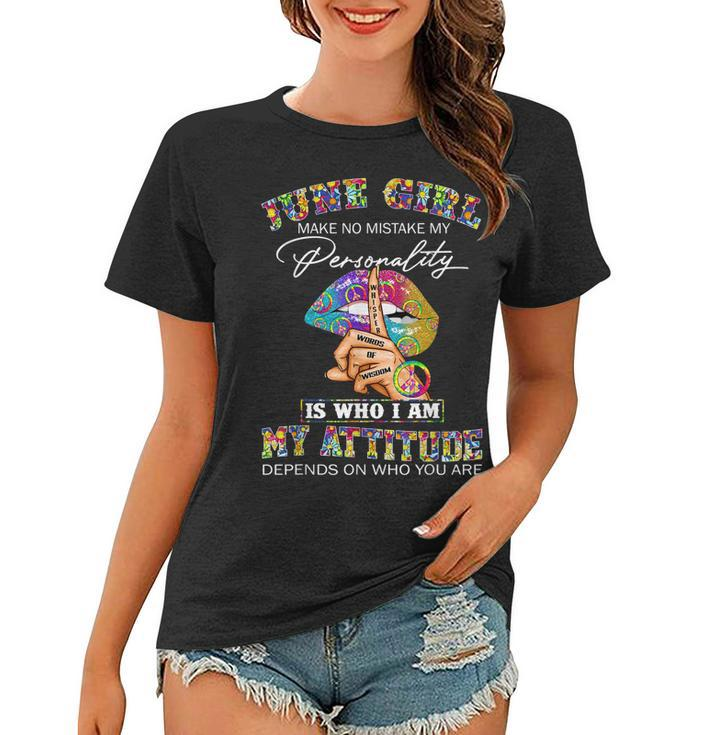 June Girl Lips Hippie Peace Gemini Girl Birthday Cancer Girl  Women T-shirt