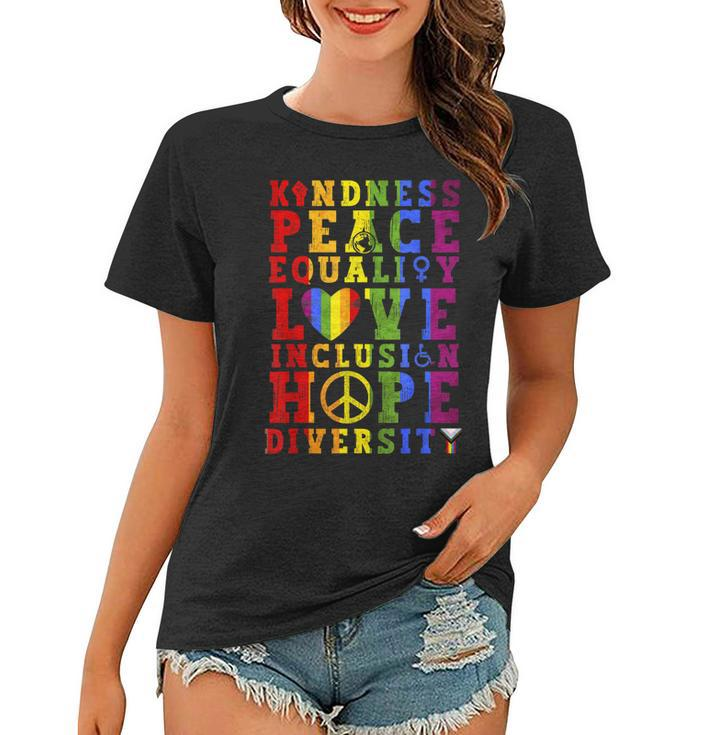 Kindness Equality Love Lgbtq Rainbow Flag Gay Pride Month  Women T-shirt
