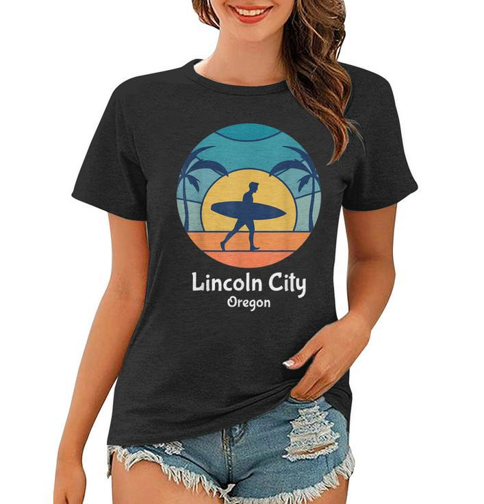 Lincoln City Oregon Surfing Surfer Vintage Sunset Surf Beach  Women T-shirt