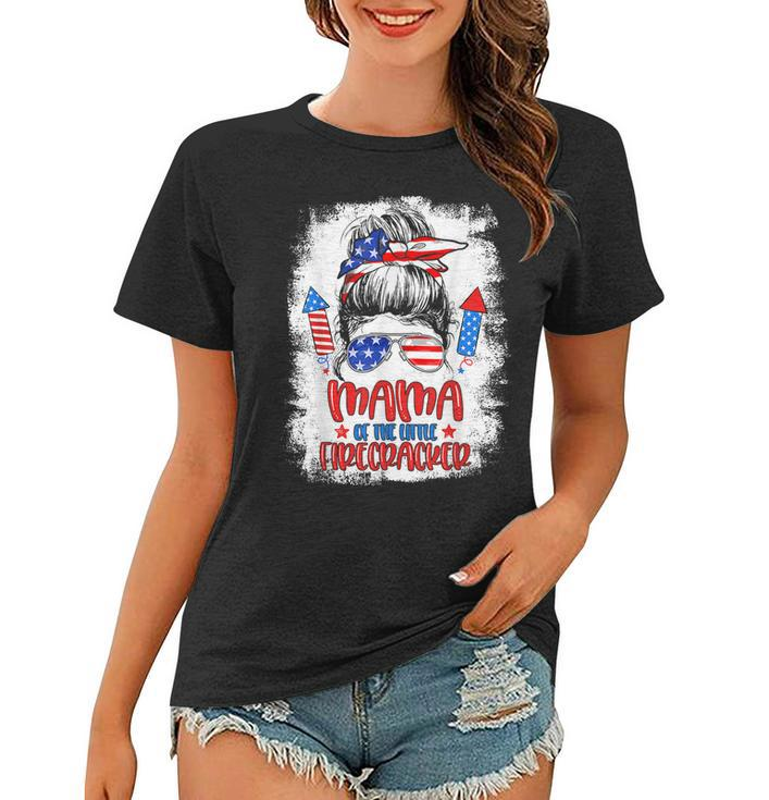Mama Of The Little Firecracker 4Th Of July Birthday For Mom  Women T-shirt