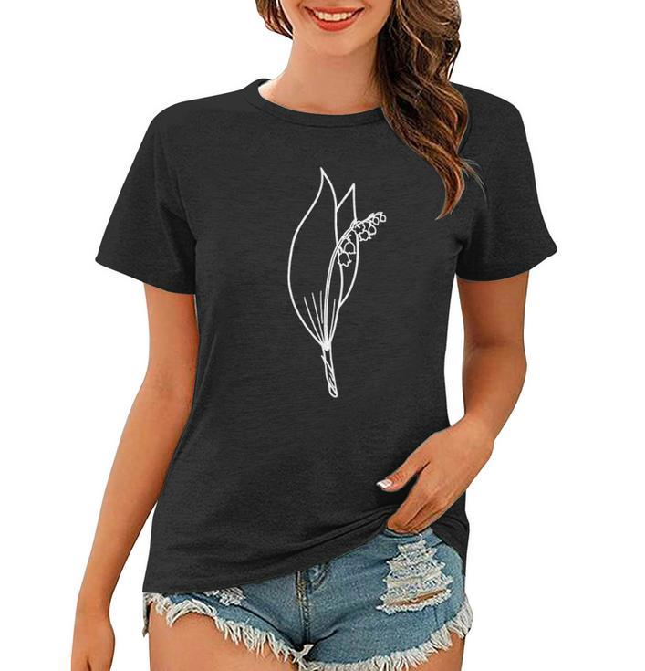 May Lily Of The Valley Birth Flower Art Floral Minimalist Women T-shirt
