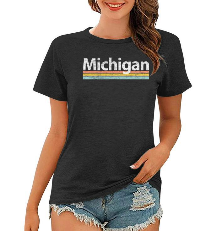 Michigan - Mi Vintage Worn Design - Retro Stripes Classic Women T-shirt