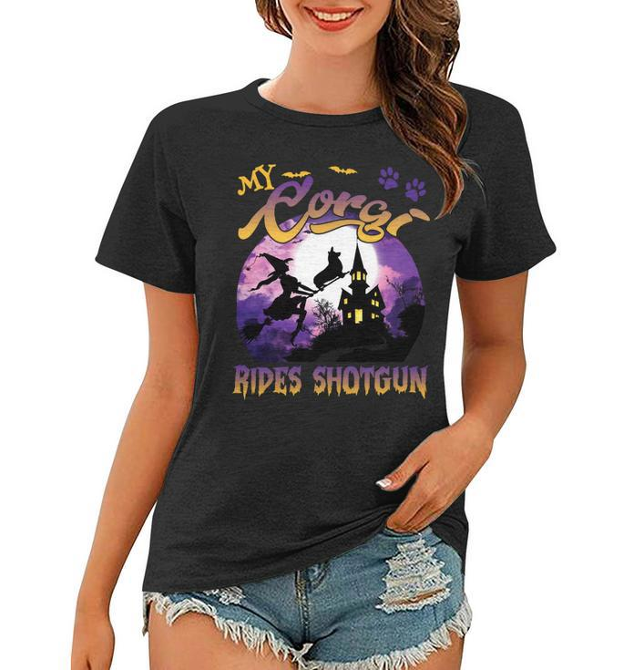 My Corgi Rides Shotgun Cool Halloween Protector Witch Dog V2 Women T-shirt