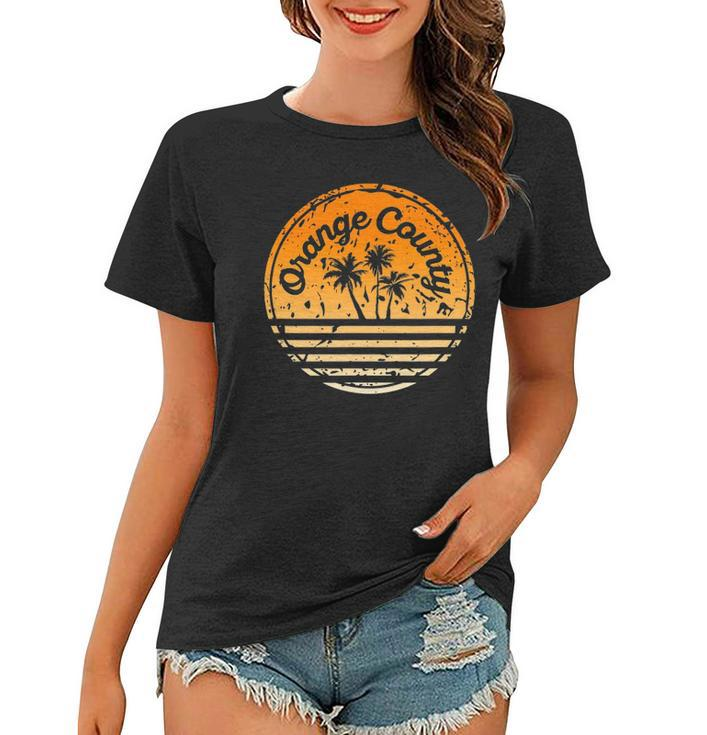 Orange County 70S Retro Surf Palm Tree Women T-shirt