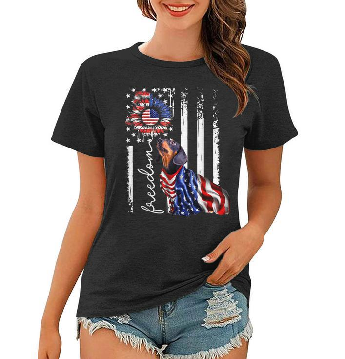 Patriotic 4Th Of July Weiner Dachshund Dog Freedom   Women T-shirt