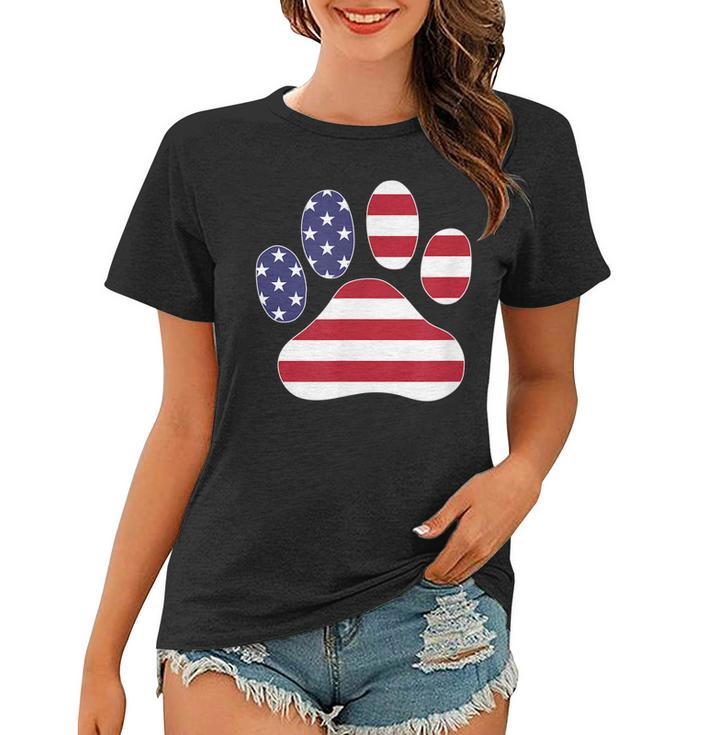 Patriotic Dog Paw Print For 4Th Of July  Women T-shirt