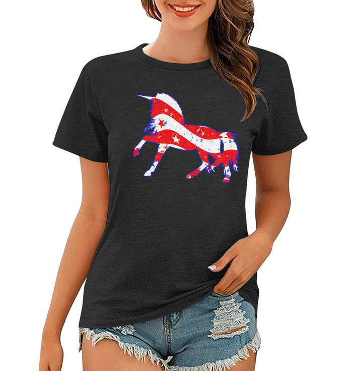 Patriotic Unicorn Funny Memorial Day And 4Th Of July Women T-shirt