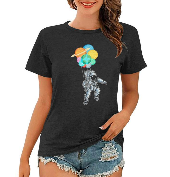 Planet Balloons Astronaut Space Science Women T-shirt