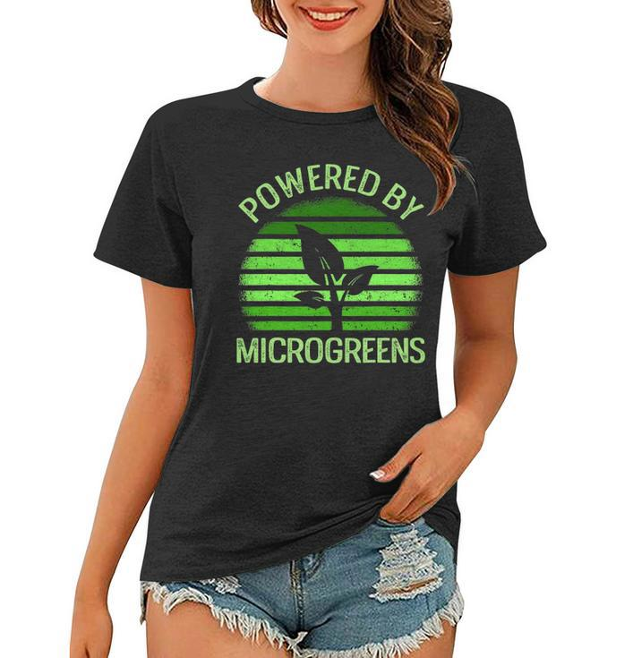 Powered By Microgreens Vegan Urban Farmers Gardening Women T-shirt