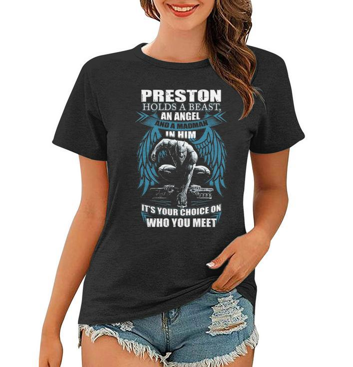 Preston Name Gift   Preston And A Mad Man In Him Women T-shirt