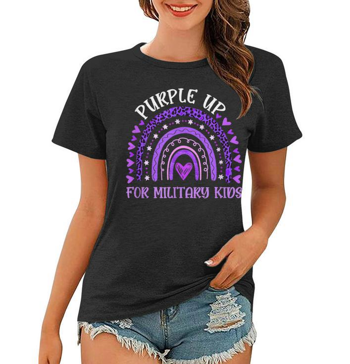 Purple Up For Military Kids Rainbow Military Child Month  V2 Women T-shirt