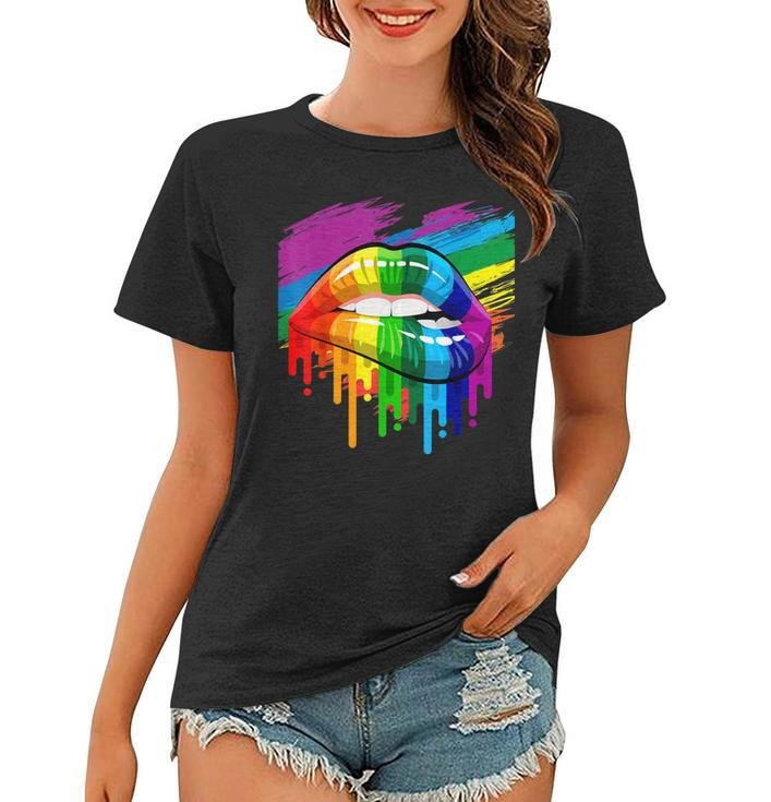Rainbow Lips Lgbt Pride Month Rainbow Flag  Women T-shirt