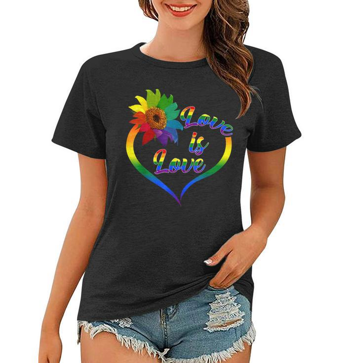 Rainbow Sunflower Love Is Love Lgbt Gay Lesbian Pride  V2 Women T-shirt