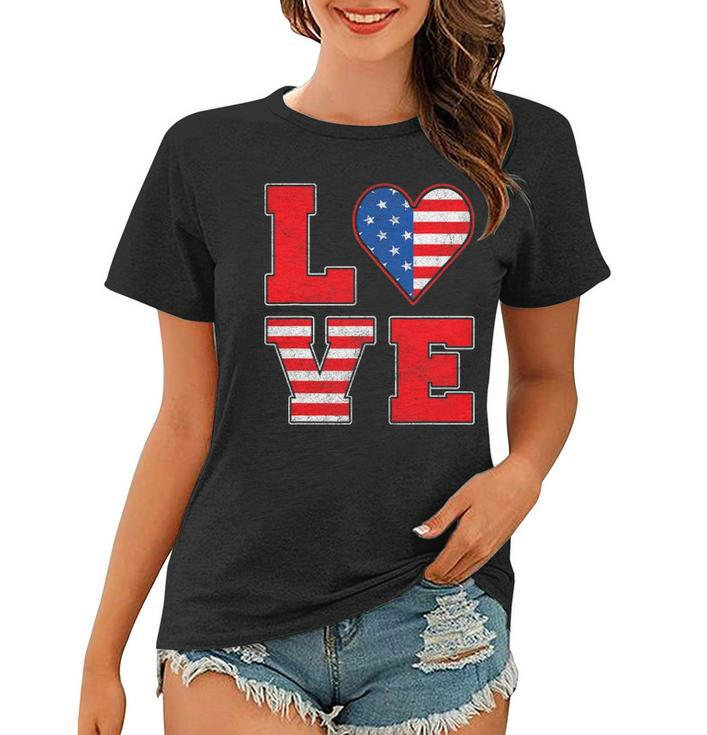 Red White And Blue S For Women Girl Love American Flag Women T-shirt