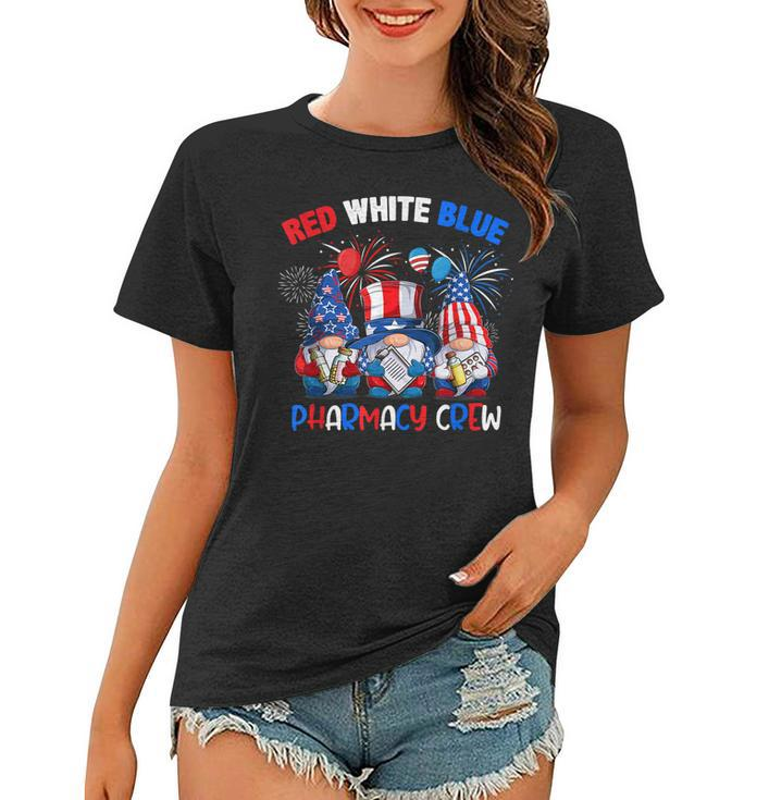 Red White Blue American Pharmacy Crew Gnome 4Th Of July  Women T-shirt