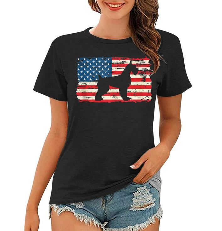 Schnauzer  For Dog Mom Dog Dad Usa Flag 4Th Of July  Women T-shirt