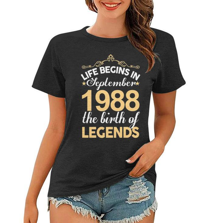 September 1988 Birthday   Life Begins In September 1988 V2 Women T-shirt