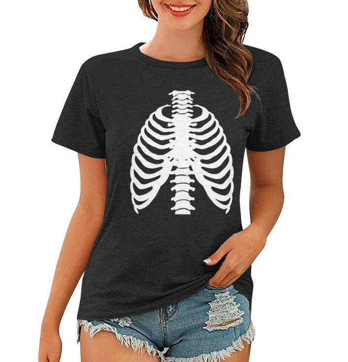 Skeleton Rib Costume Halloween Skeleton Bones Costume Women T-shirt