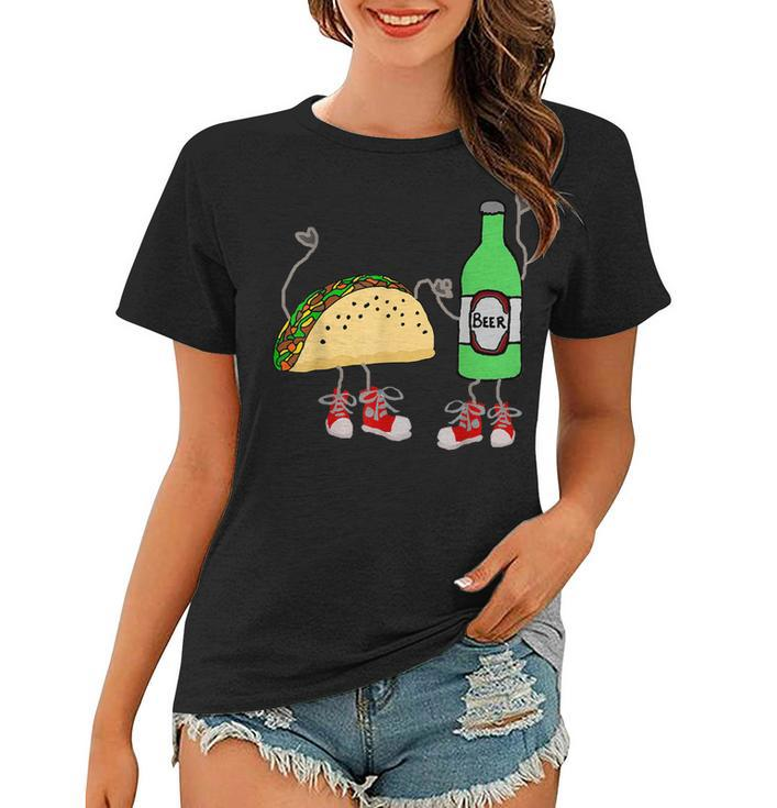 Smilealot Funny Taco And Beer Food Cartoon  Women T-shirt