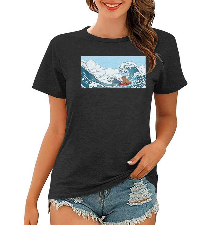 The Capybara On Great Wave Women T-shirt