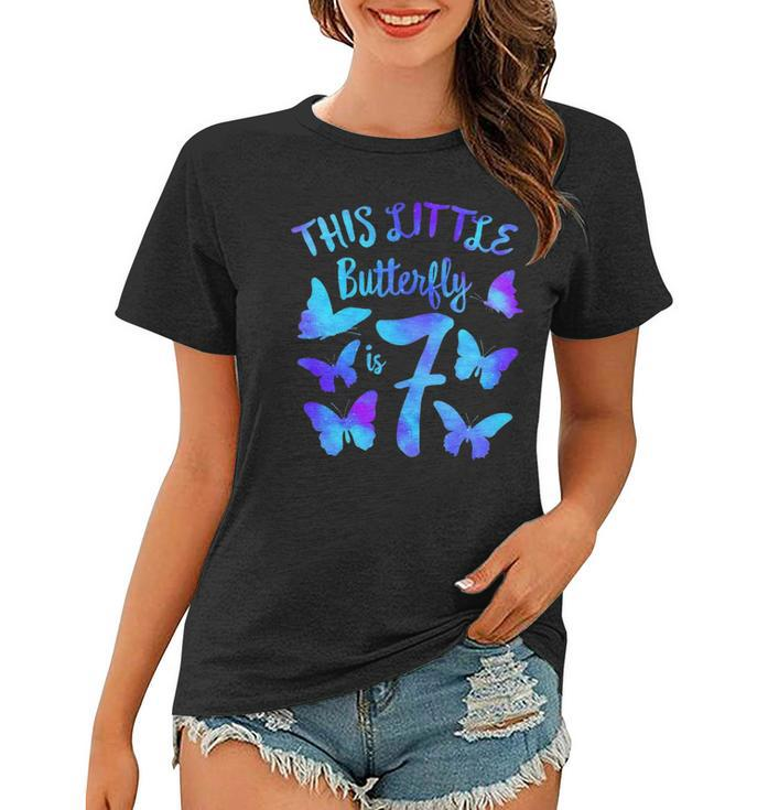 This Little Butterfly Is 7 7Th Birthday Party Toddler Girl Women T-shirt