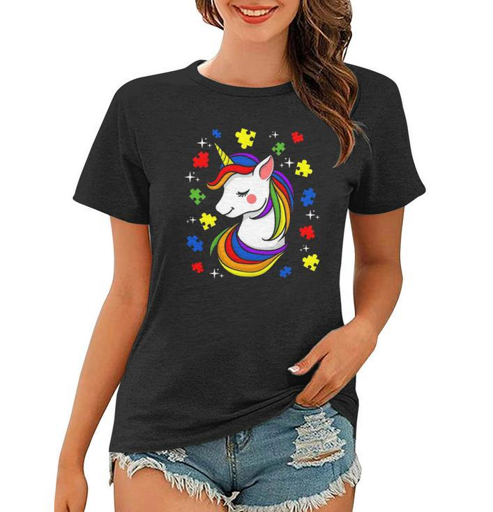 Unicorn Puzzle Piece  Autism Awareness Boys Girls Women Women T-shirt