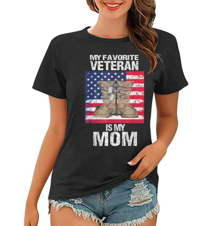 Veteran Mom Proud Son Kids Veterans Day Us Veteran Mother  Women T-shirt