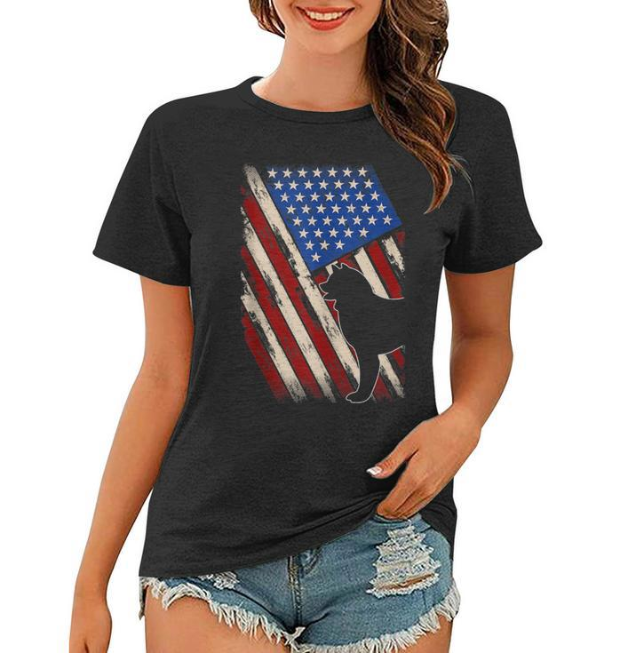 Vintage Akita Dog American Flag Retro Akita 4Th Of July  Women T-shirt