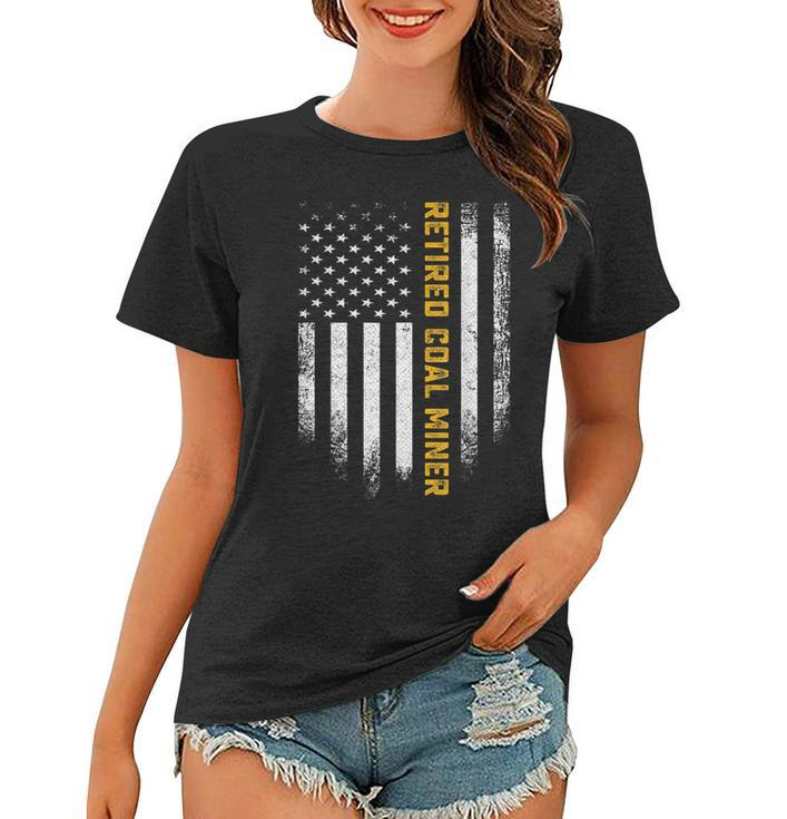 Vintage American Flag Proud Retired Coal Miner Retirement Women T-shirt
