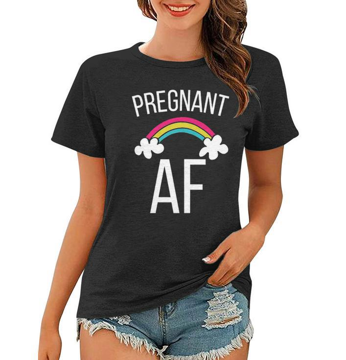 Womens Cute Pregnant Af Funny Rainbow Expecting Tee Women T-shirt