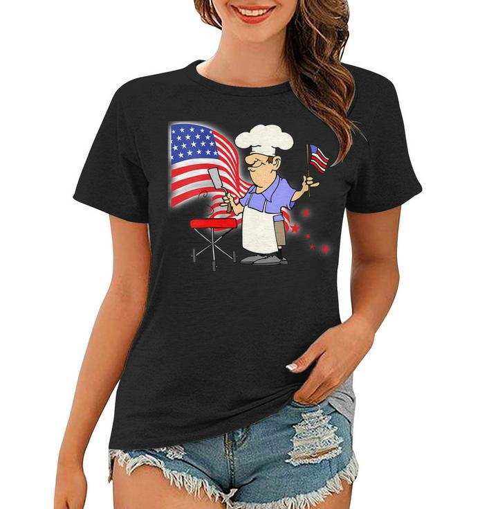 Womens Funny Patriotic All American Dad 4Th Of July Flag Bbq Men  Women T-shirt