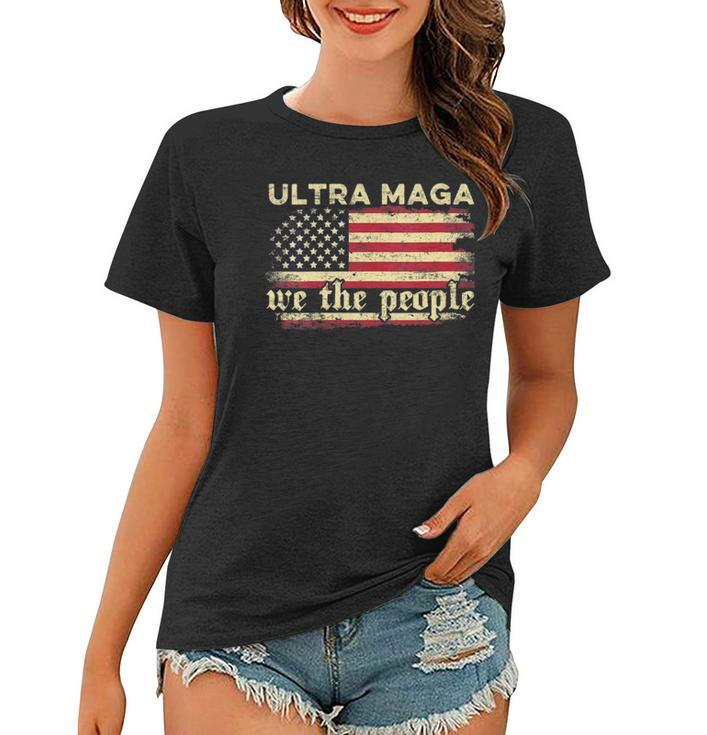 Womens Funny Ultra Maga Vintage American Flag Ultra-Maga Retro  Women T-shirt