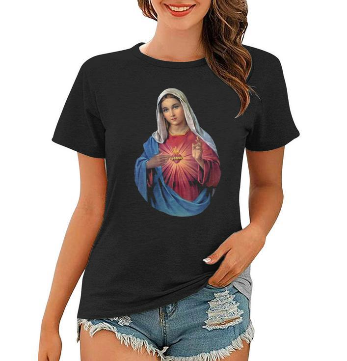 Womens Immaculate Heart Of Mary V-Neck Women T-shirt