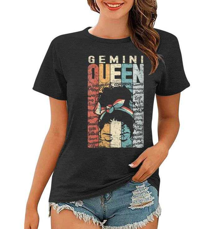 Womens June Birthday Gemini Queen Im Black Queen Afro Mom Bun  Women T-shirt