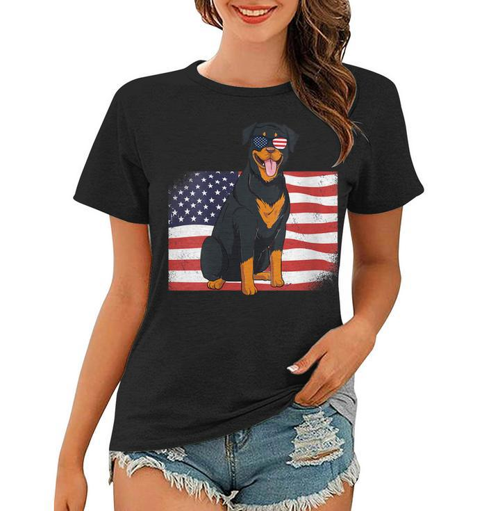 Womens Rottie Dad & Mom American Flag 4Th Of July Usa Rottweiler  Women T-shirt