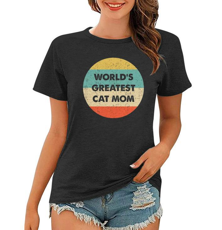 Worlds Greatest Cat Mom Vintage Retro Women T-shirt