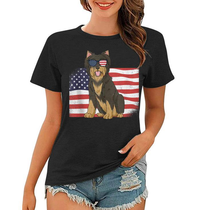Yorkie Dad & Mom American Flag 4Th Of July Yorkshire Terrier  Women T-shirt