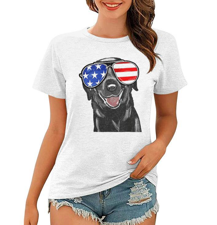 4Th Of July Funny Black Lab Dog American Love Women T-shirt