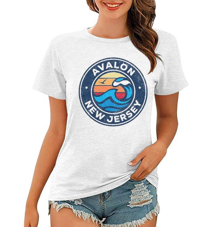 Avalon New Jersey Nj Vintage Nautical Waves Design Women T-shirt