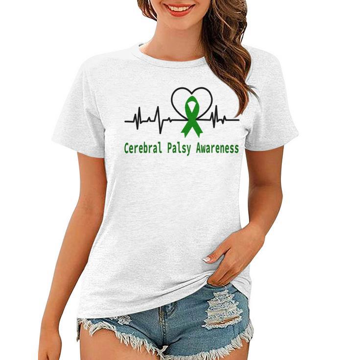 Cerebral Palsy Awareness Heartbeat Green Ribbon Cerebral Palsy Cerebral Palsy Awareness Women T-shirt