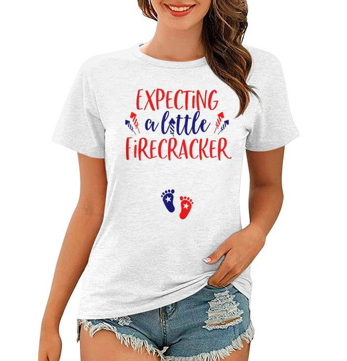 Expecting A Little Firecracker New Mom 4Th Of July Pregnancy  Women T-shirt