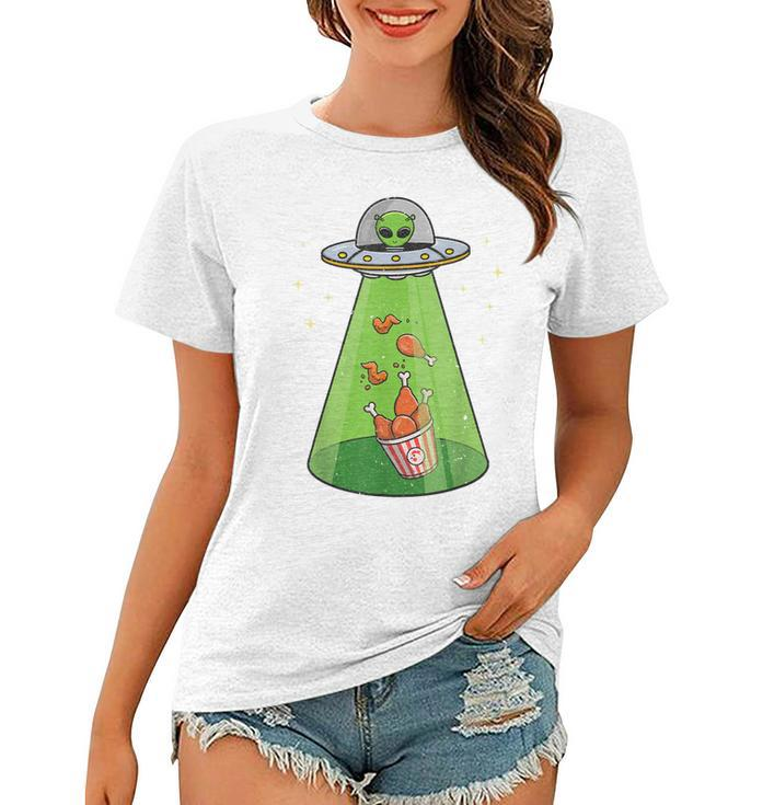 Funny Alien  Ufo Abduction Fried Chicken Aliens Lover  V2 Women T-shirt