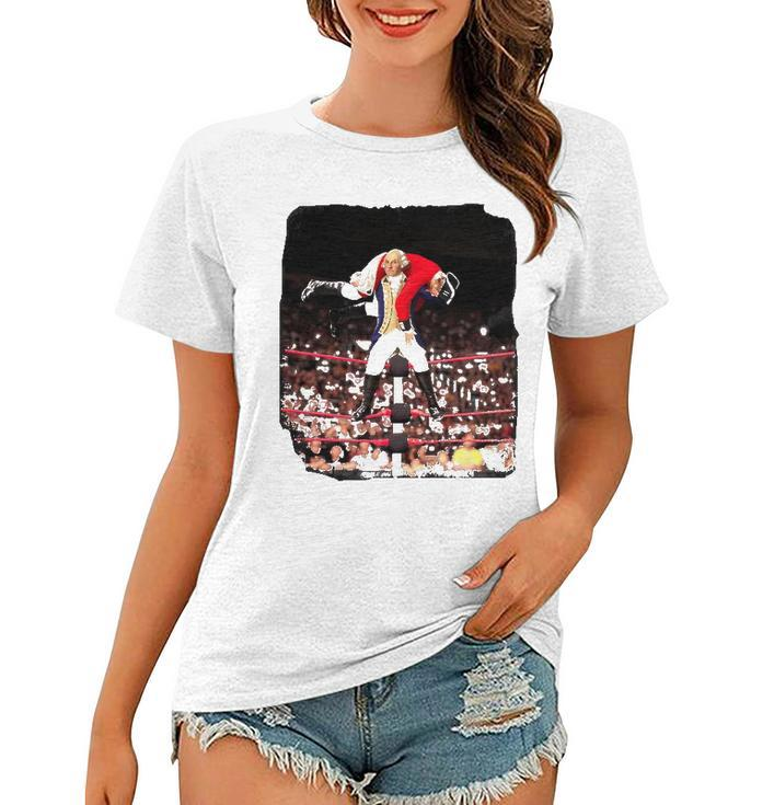 Funny George Washington Wrestling 4Th Of July Women T-shirt