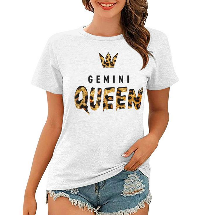 Gemini Queen Leopard  Cheetah Pattern Astrology Birthday  Women T-shirt