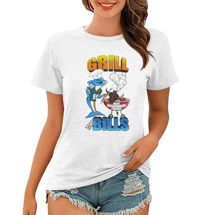 Grill The Bills Dolphin Chef Best Buffalo Burgers And Wings Women T-shirt